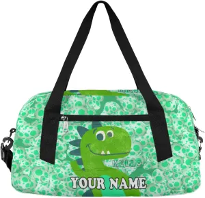 Custom Kids Duffel Overnight Bag Dinosaur Personalized Kids Duffel Bag for Girls Boys Customized Kids Gifts - Dinosaur Eggs Green