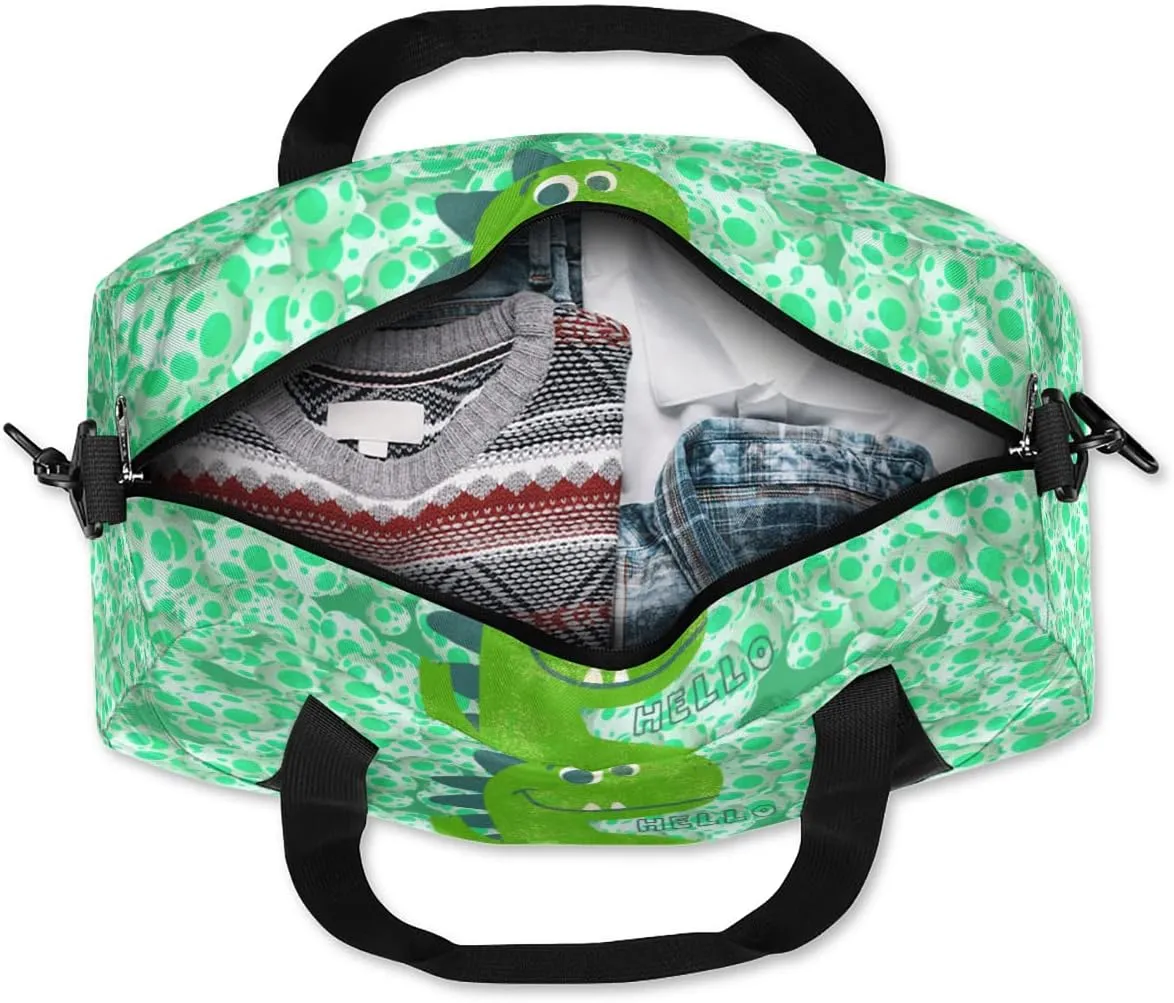Custom Kids Duffel Overnight Bag Dinosaur Personalized Kids Duffel Bag for Girls Boys Customized Kids Gifts - Dinosaur Eggs Green