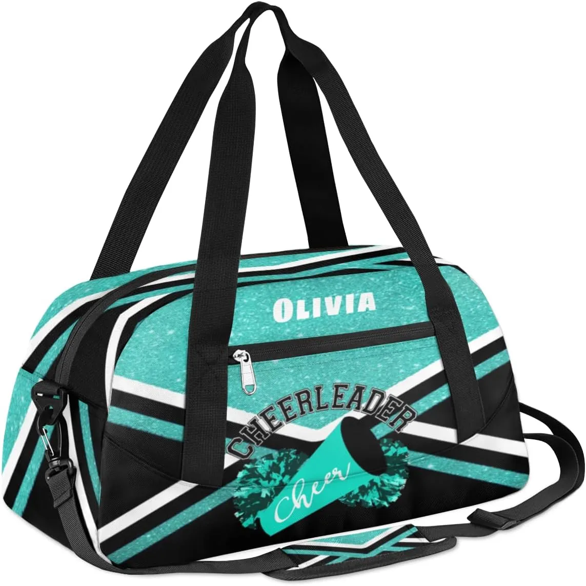 Custom Kids Duffel Overnight Bag Personalized Dance Bag Travel Duffel Bag for Girls Boys Customized Kids Gifts- Bright Blue Cheerleader