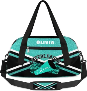 Custom Kids Duffel Overnight Bag Personalized Dance Bag Travel Duffel Bag for Girls Boys Customized Kids Gifts- Bright Blue Cheerleader