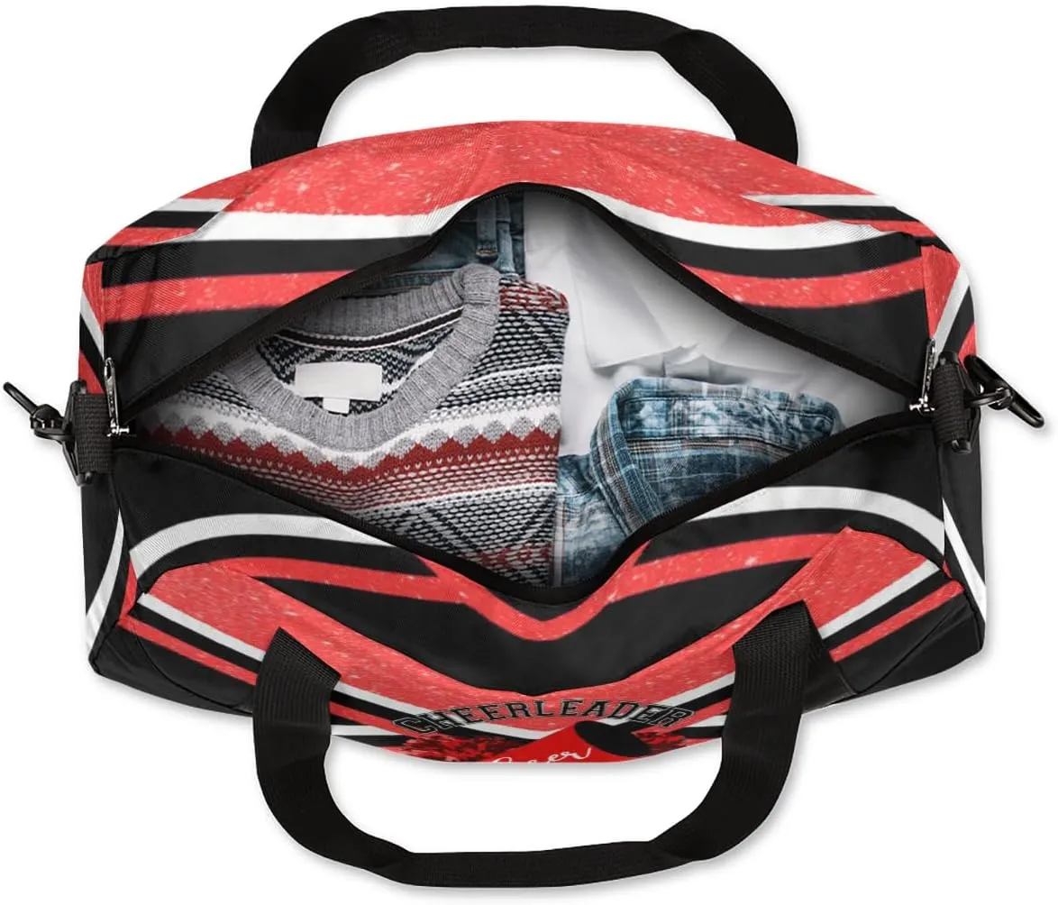 Custom Kids Duffel Overnight Bag Personalized Dance Bag Travel Duffel Bag for Girls Boys Customized Kids Gifts- Bright red Cheerleader