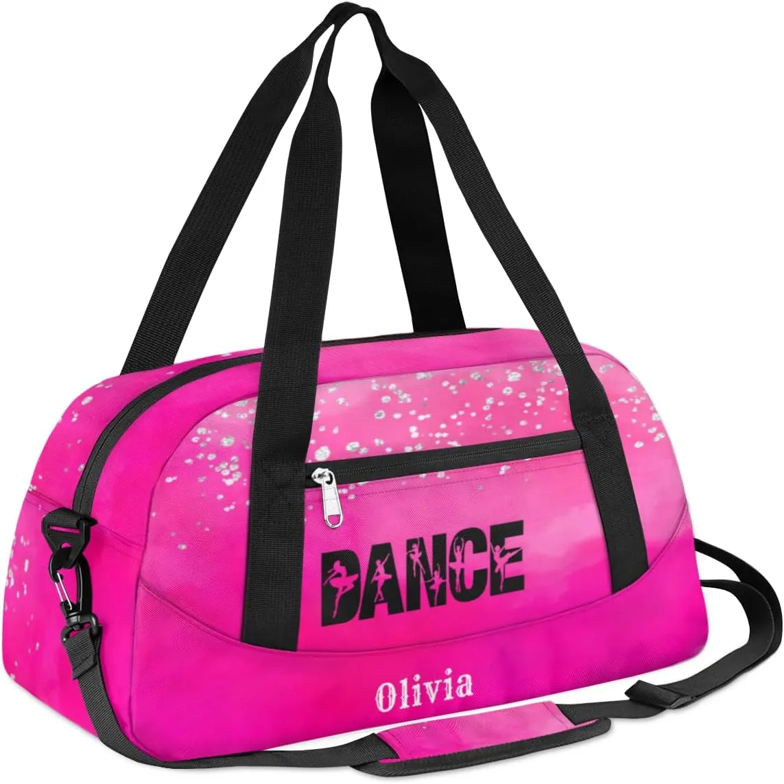 Custom Kids Duffel Overnight Bag Personalized Dance Bag Travel Duffel Bag for Girls Boys Customized Kids Gifts- Cute Rose Dance