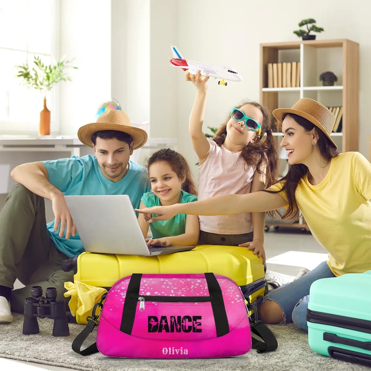 Custom Kids Duffel Overnight Bag Personalized Dance Bag Travel Duffel Bag for Girls Boys Customized Kids Gifts- Cute Rose Dance