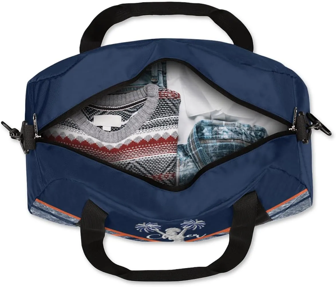 Custom Kids Duffel Overnight Bag Personalized Dance Bag Travel Duffel Bag for Girls Boys Customized Kids Gifts- Orange Black Cheer