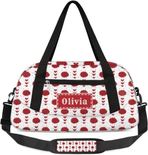 Custom Kids Duffel Overnight Bag Personalized Dance Bag Travel Duffel Bag for Girls Boys Customized Kids Gifts- Red Cheerleader Hearts