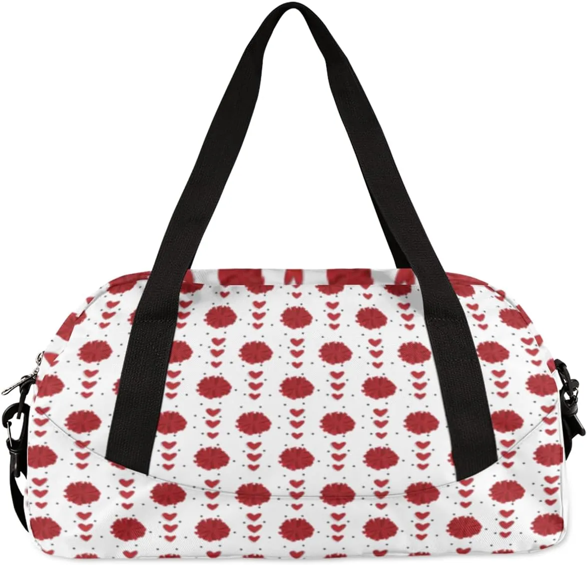 Custom Kids Duffel Overnight Bag Personalized Dance Bag Travel Duffel Bag for Girls Boys Customized Kids Gifts- Red Cheerleader Hearts