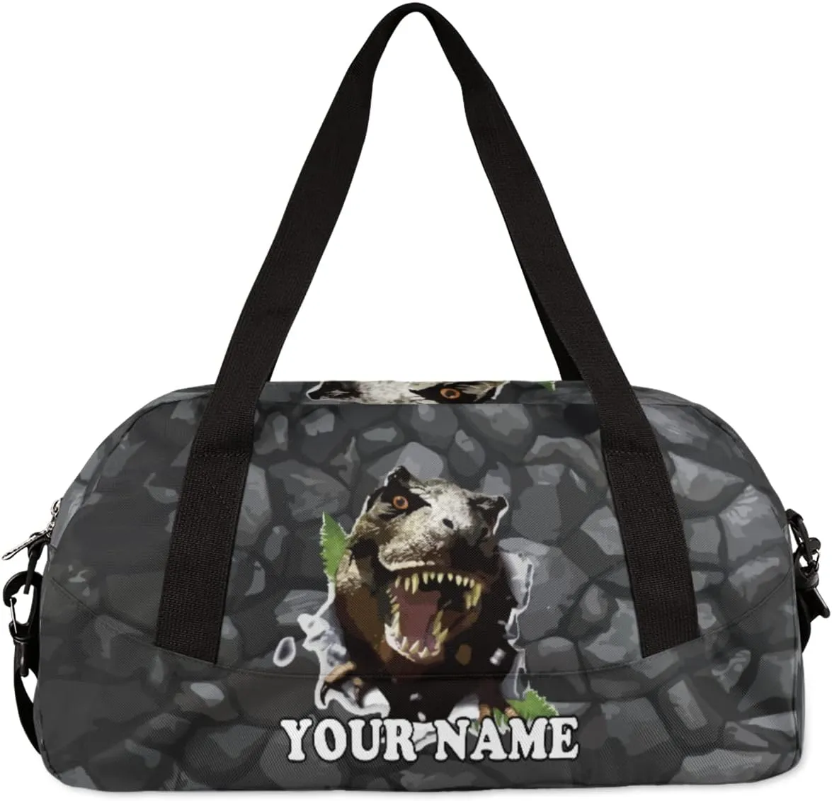Custom Kids Duffel Overnight Bag Scary Dinosaur Personalized Kids Duffel Bag for Girls Boys Customized Kids Gifts - 3D Dinosaur Rock