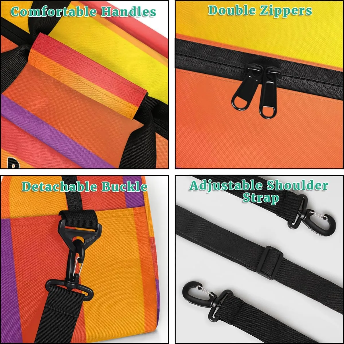 Custom Name Gymnastics Bag, Custom Name Sport Cheerleader Bag, Colorful Stripes Martial Arts Battle Barrel Duffel Bag Women Men