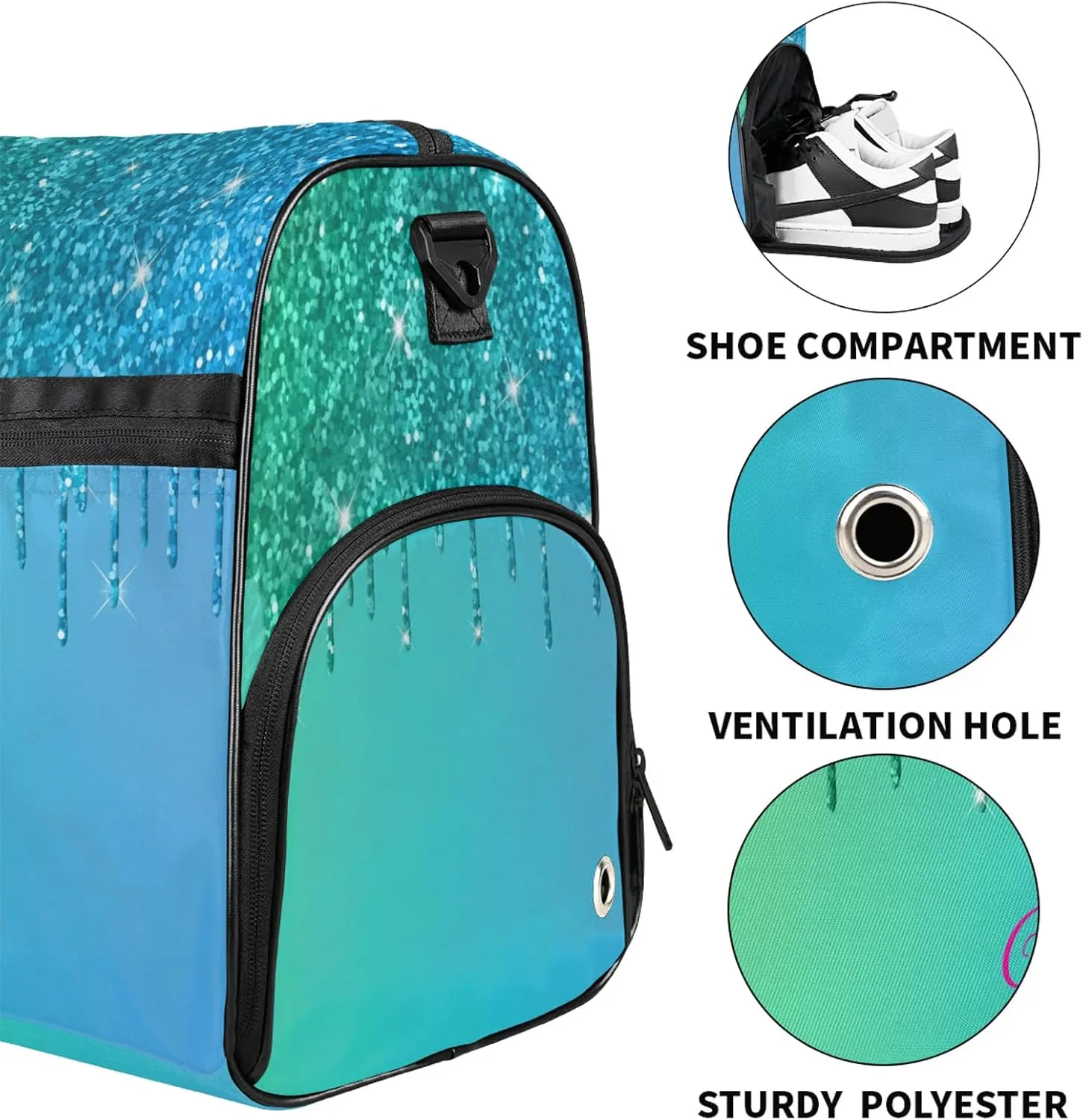 Custom Name Sports Bag Personalized Gym Bag with Shoes Compartment for Women Men Overnight Weekender Travel Duffel Bags, Green