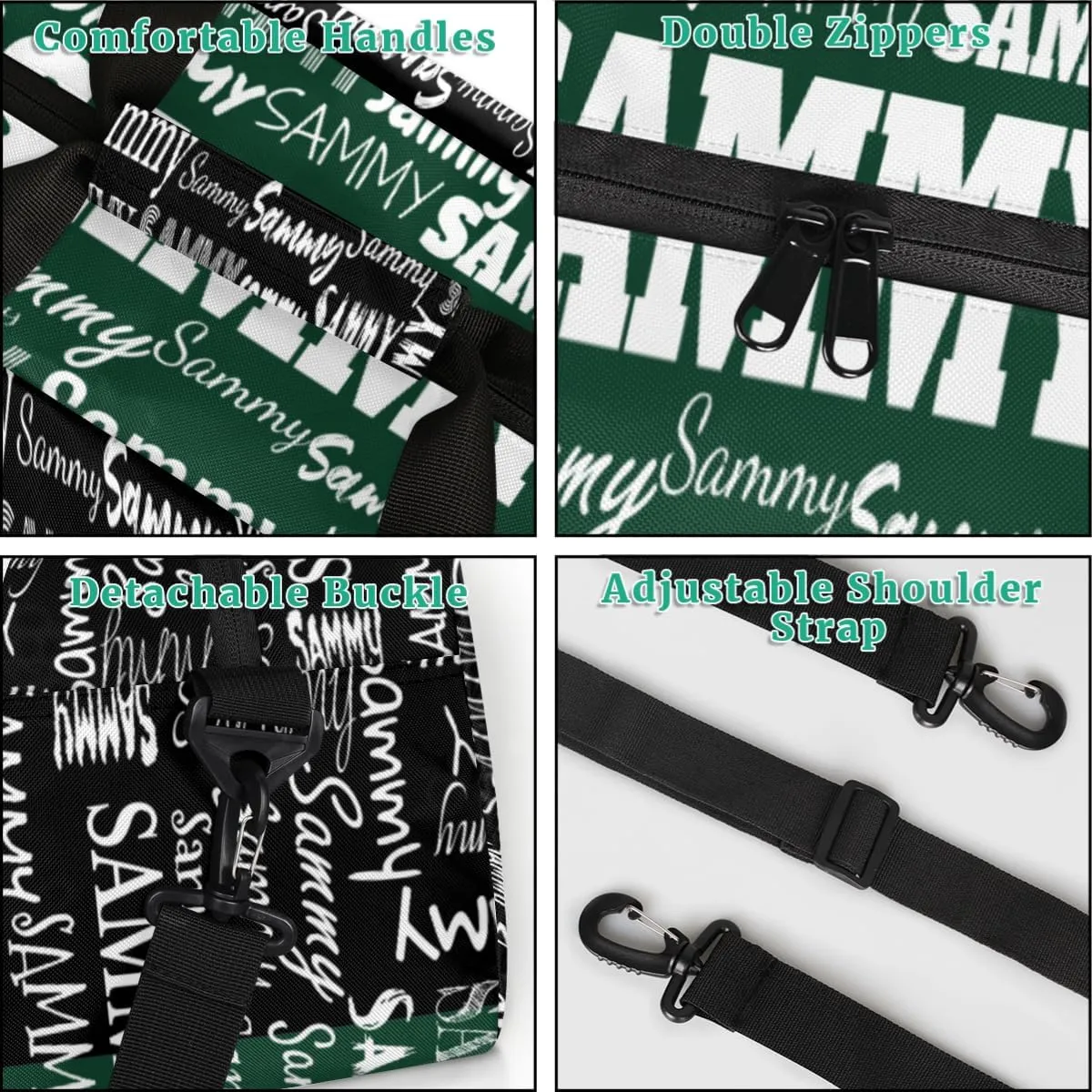 Custom Sports Bag Gym Bag for Boys Teens, Personalized Travel Bag Overnight Small Duffel Bag Gymnastics Swimming Sleepover Overnight Sports Bag, Dark Green and Black