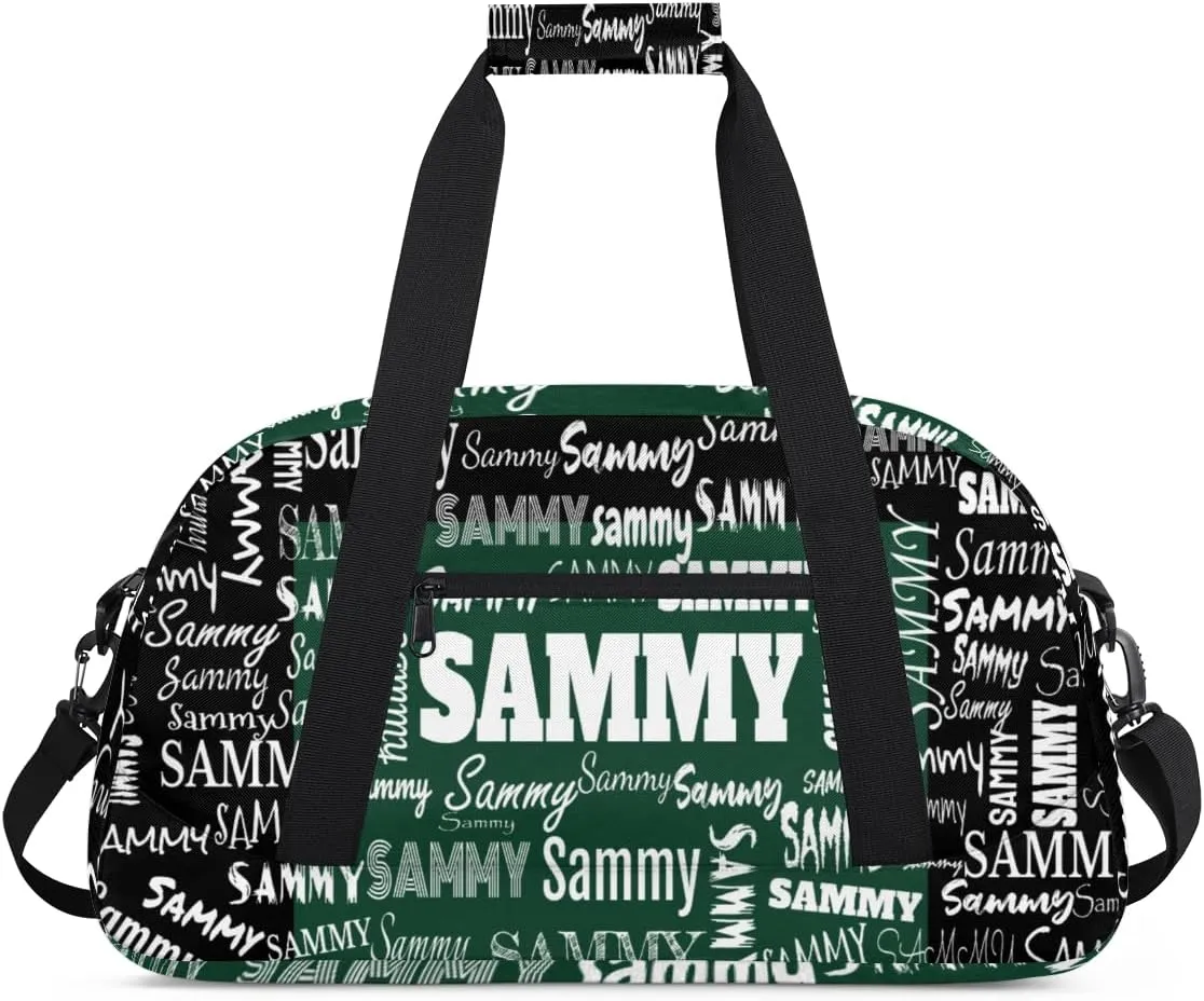 Custom Sports Bag Gym Bag for Boys Teens, Personalized Travel Bag Overnight Small Duffel Bag Gymnastics Swimming Sleepover Overnight Sports Bag, Dark Green and Black