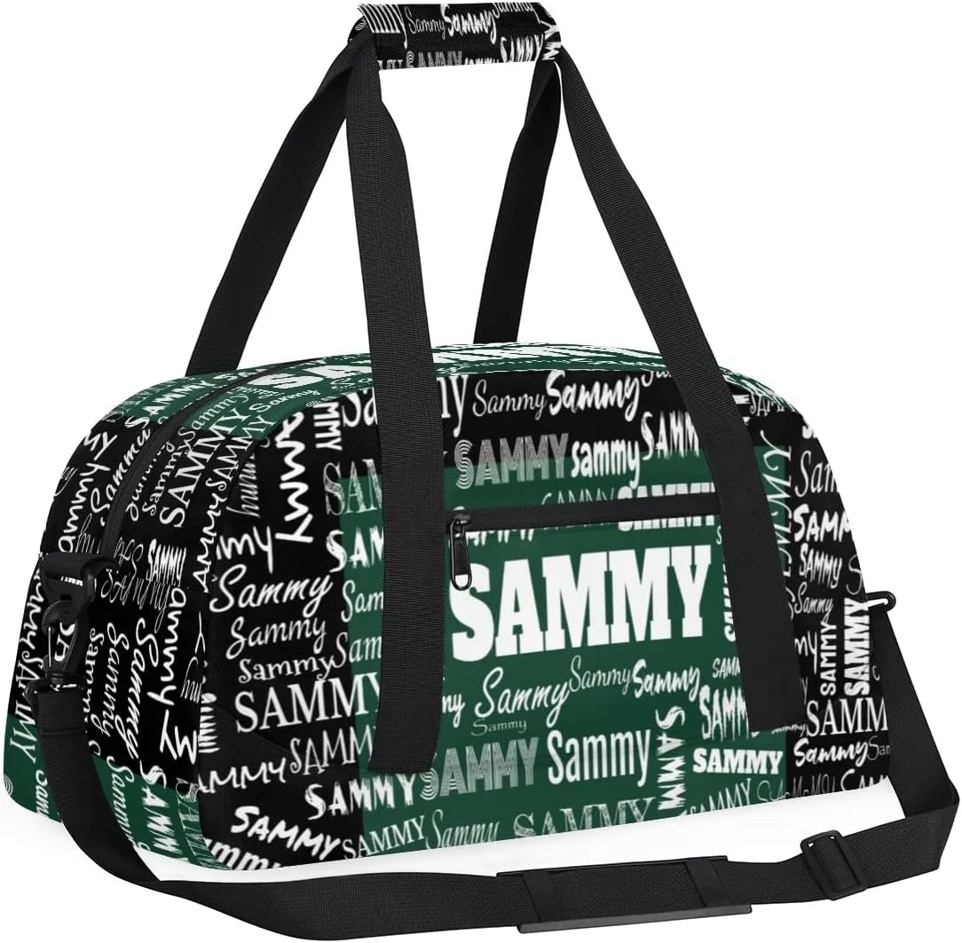 Custom Sports Bag Gym Bag for Boys Teens, Personalized Travel Bag Overnight Small Duffel Bag Gymnastics Swimming Sleepover Overnight Sports Bag, Dark Green and Black