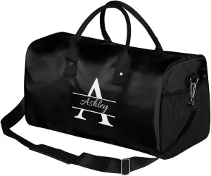 Custom Sports Duffel Bag Personalized Name Dance Gym Bag for Women Men Overnight Weekender Travel Duffel Bags Lightweight 17.4in, Pure Black