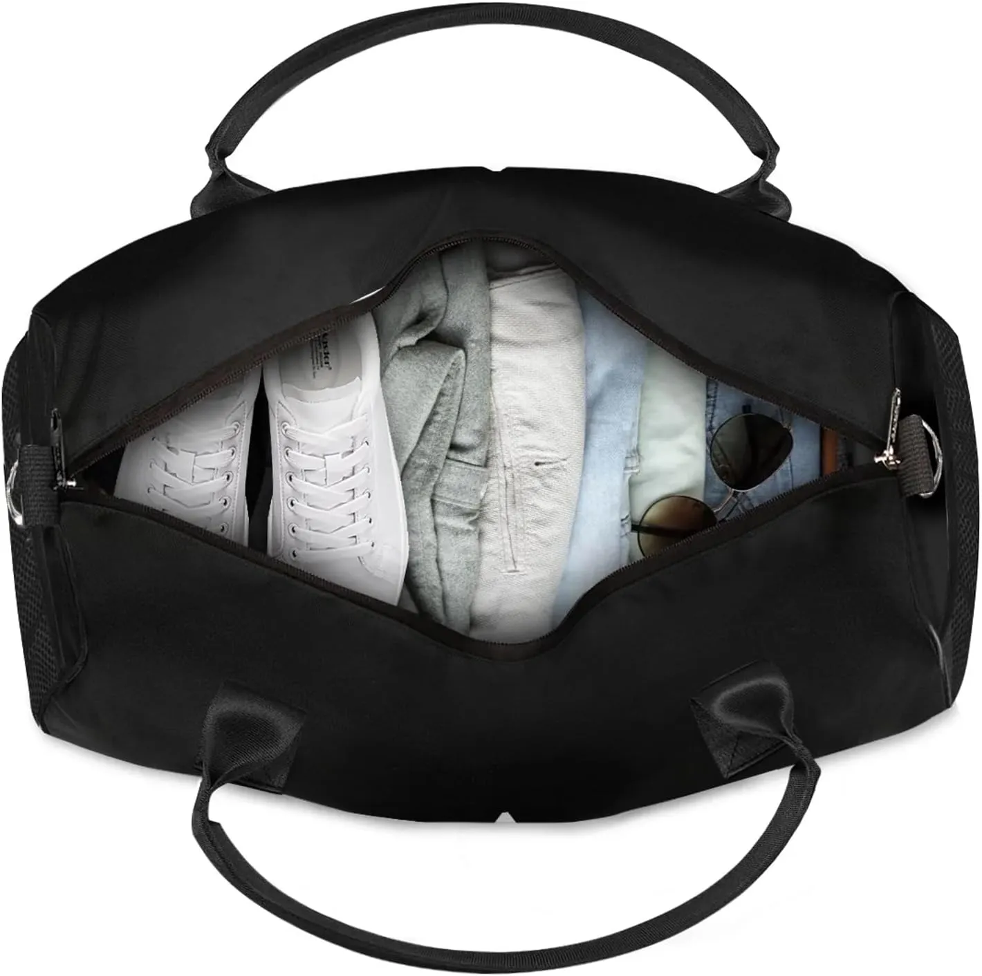 Custom Sports Duffel Bag Personalized Name Dance Gym Bag for Women Men Overnight Weekender Travel Duffel Bags Lightweight 17.4in, Pure Black