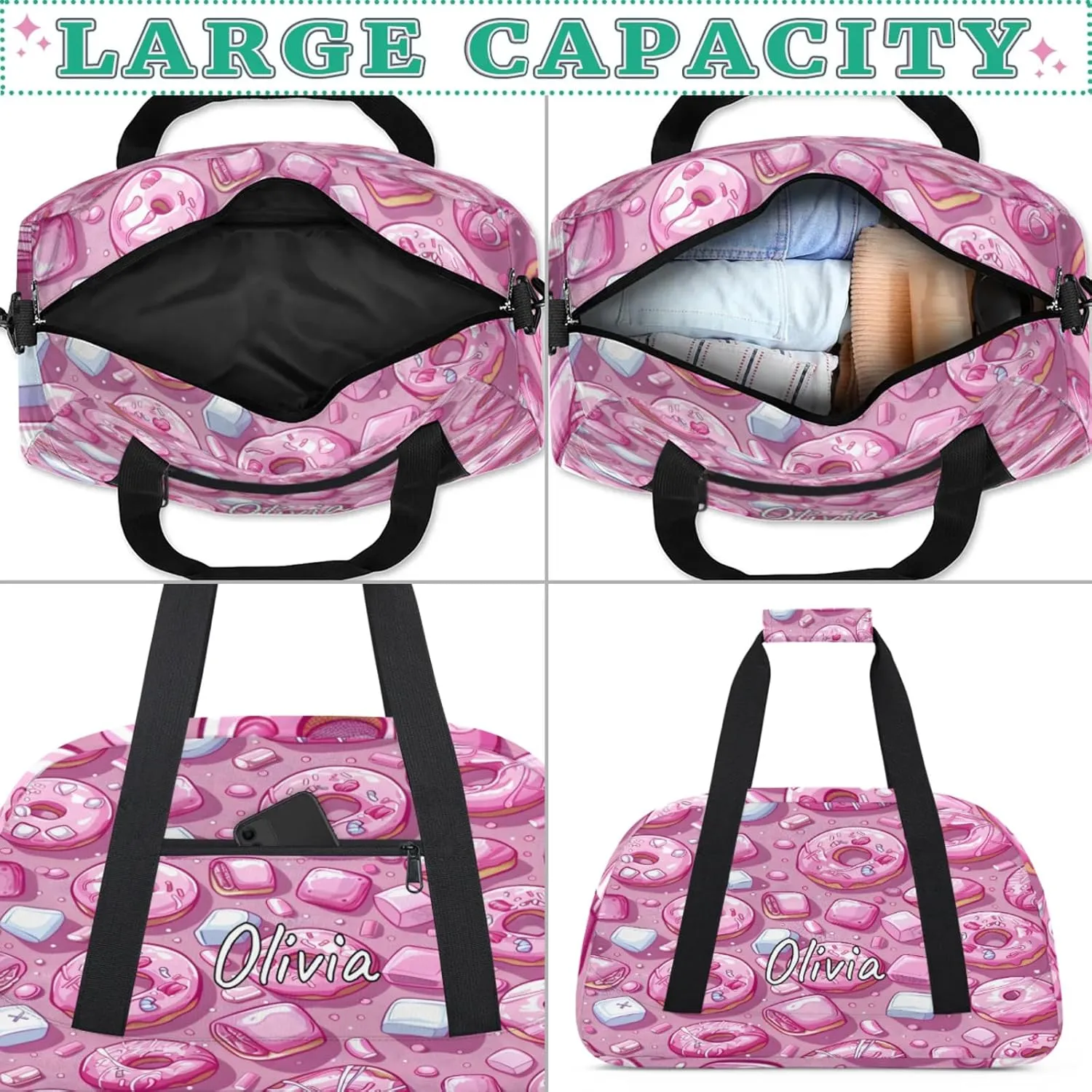 Custom Sports Gym Bag Personalized Name Travel Duffel Bag