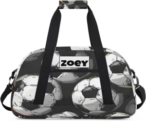 Custom Sports Soccer Gym Bags for Boys, Overnight Duffel Bags Workout Training Personalized Sport Gym Bag Travel Practice Gymnastics Duffel Bag, Black White Football Soccer