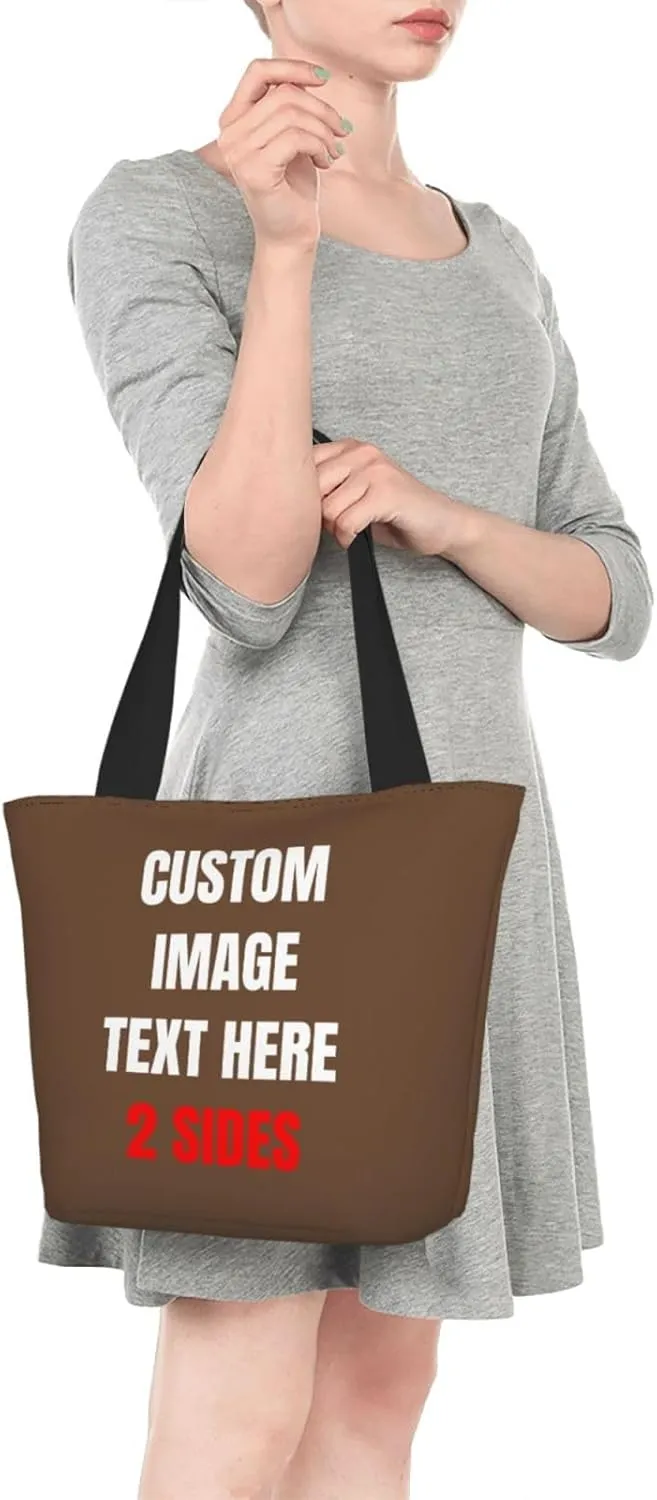 Custom Tote Bag With Logo Photo, Custom Bag, Personalized Shopping Bags Reusable Grocery Bags Bulk For Work Travel Gifts
