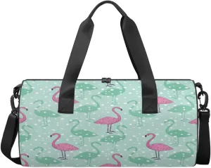 Cute Bird Animal Flamingo Sports Duffel Bag, Gym Tote Bag Waterproof Weekender Travel Bag for Overnight Travel Luggage Workout Women Men