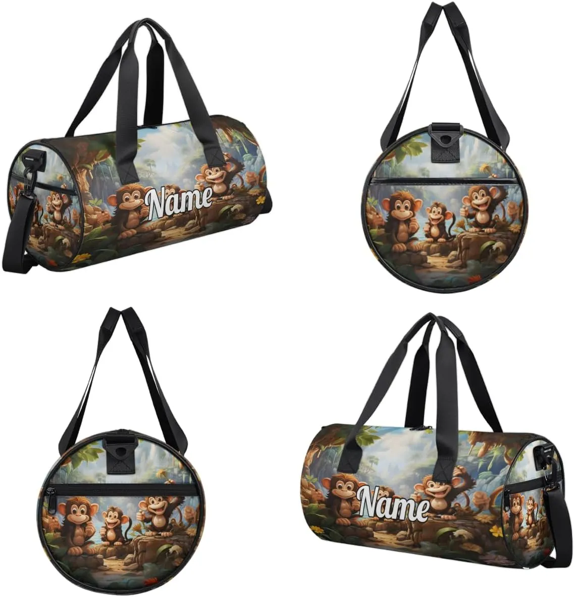 Cute Dance Bag Sport Duffel Gymnastics Sport Bags Custom Ballet Bag Overnight Weekender Bag Waterproof Pattern, Monkey Print
