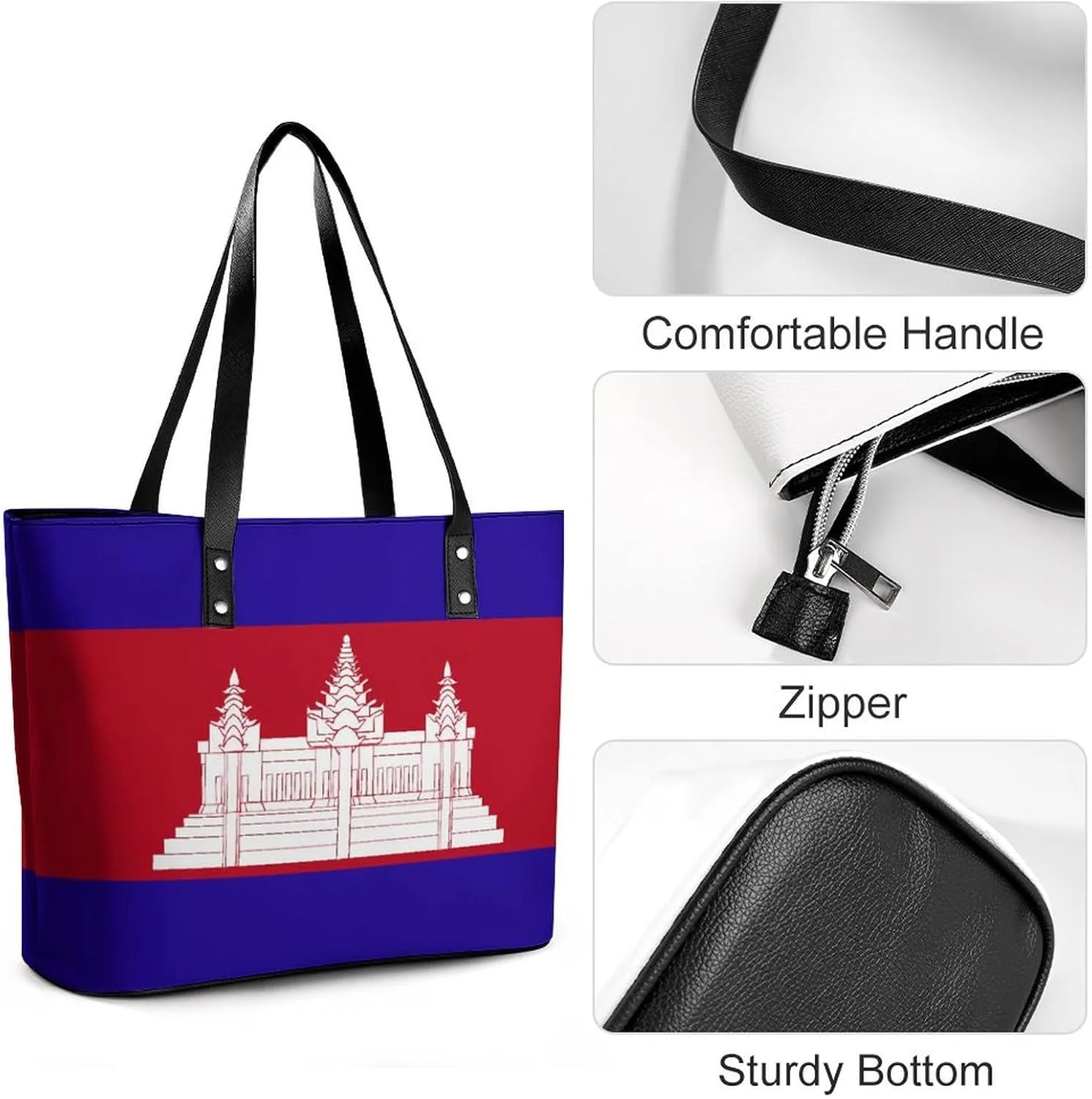 Cute Mongolia Flag Leather Hobo Bag Women Trendy Tote with Ample Storage Space