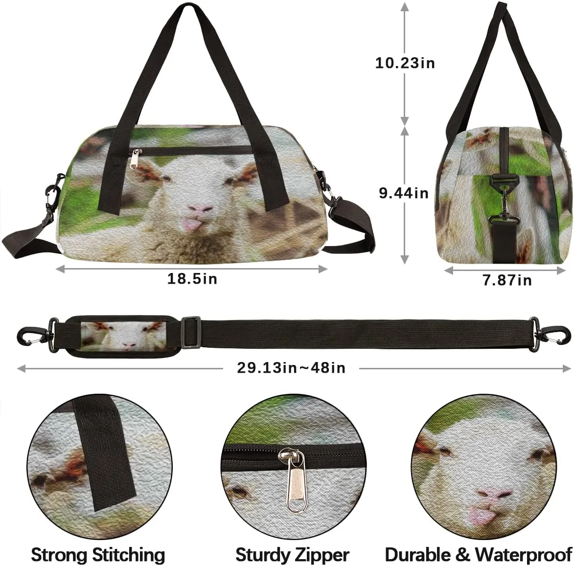 Cute Sheep Kids Duffel Bag for Girls Boys Teens, Sheep Oil Painting Dance Bag Overnight Small Duffel Bag Carry On Weekend Sports Gym Travel Bag for School Practice Gymnastics Ballet