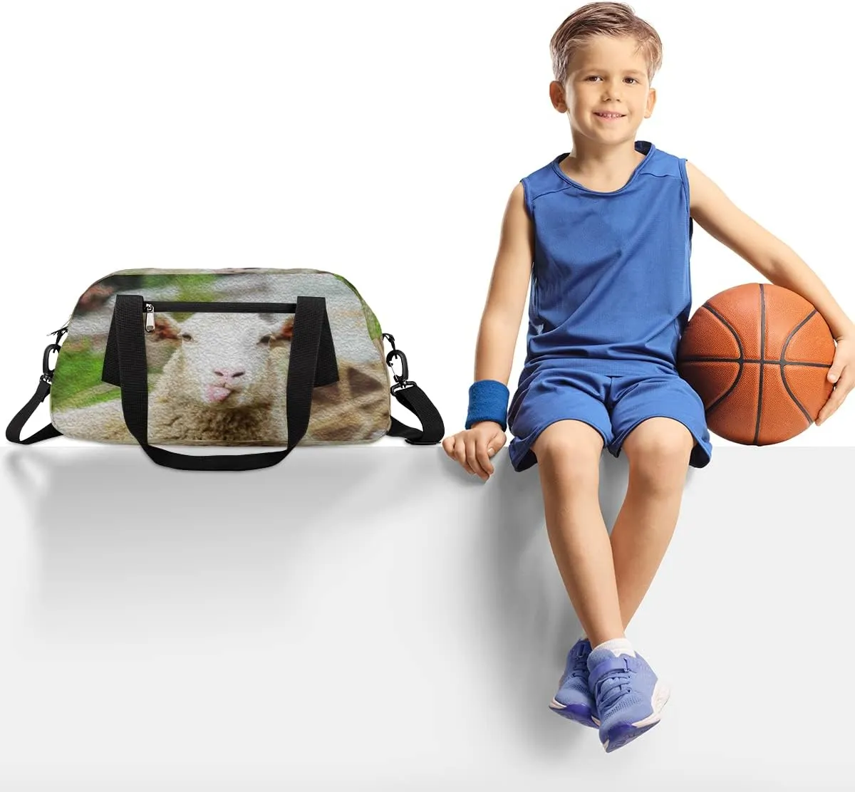 Cute Sheep Kids Duffel Bag for Girls Boys Teens, Sheep Oil Painting Dance Bag Overnight Small Duffel Bag Carry On Weekend Sports Gym Travel Bag for School Practice Gymnastics Ballet