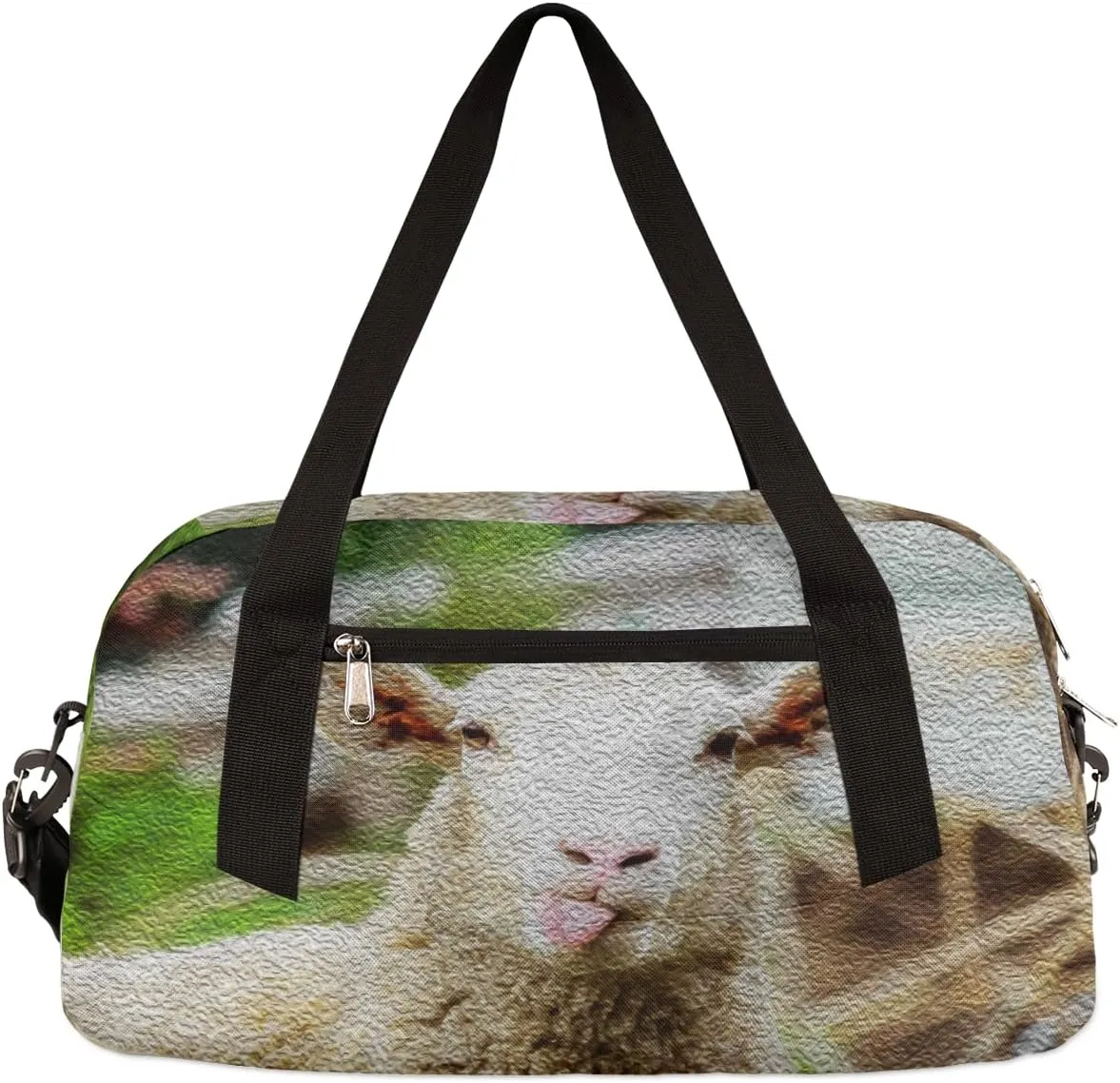 Cute Sheep Kids Duffel Bag for Girls Boys Teens, Sheep Oil Painting Dance Bag Overnight Small Duffel Bag Carry On Weekend Sports Gym Travel Bag for School Practice Gymnastics Ballet