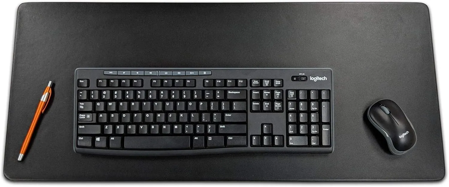 Dacasso Black Leather 30" x 12.5" Keyboard/Mouse Desk Mat