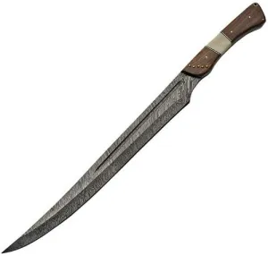 Damascus Steel Bone and Walnut Sword