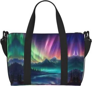 Dark Northern Lights Print Versatile Gym Sports Bag,Companion For Your Journeys And Fitness Routines