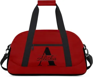 Dark Red Personalized Duffel Bag, Custom Travel Bag with Name, Initial Weekender Overnight Bag Monogram Sport Gym Bags for Women Men