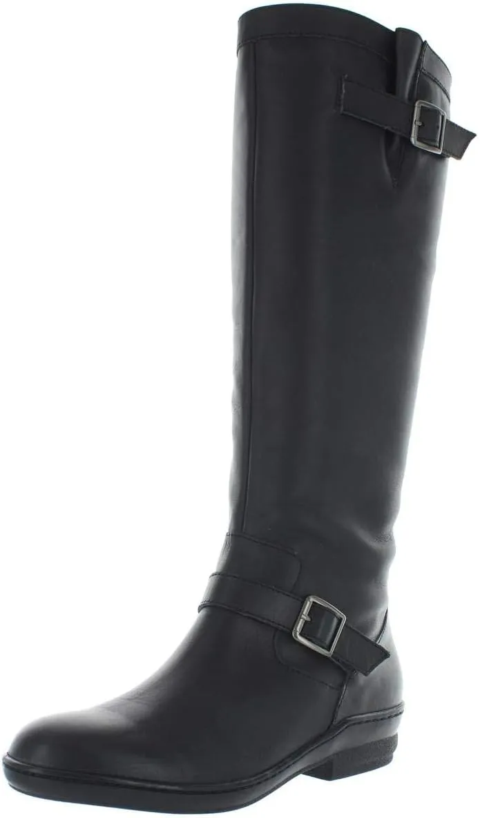 David Tate Womens Della Leather Buckle Riding Boots