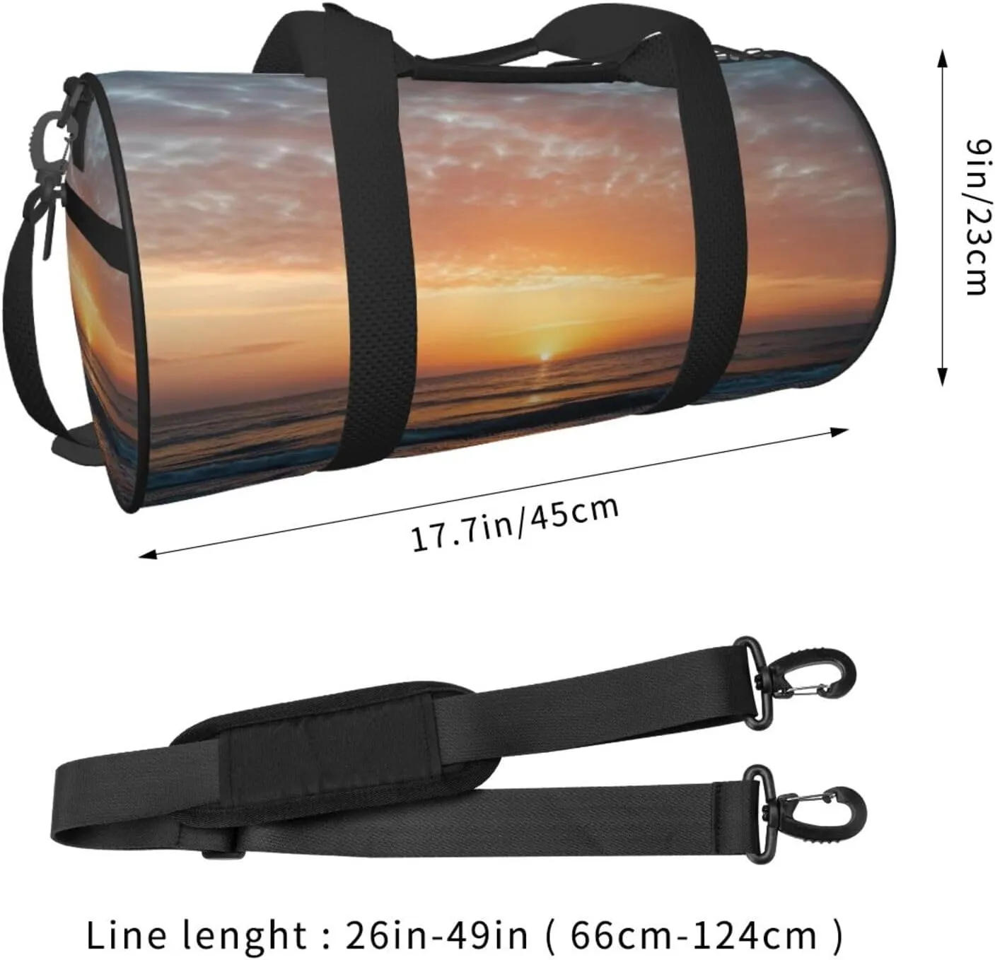 Dawn Ocean Printed Travel Bag,Round Personal Item Storage bag,Foldie Duffel Bag for Traveling Vacation,Fitness,Sports