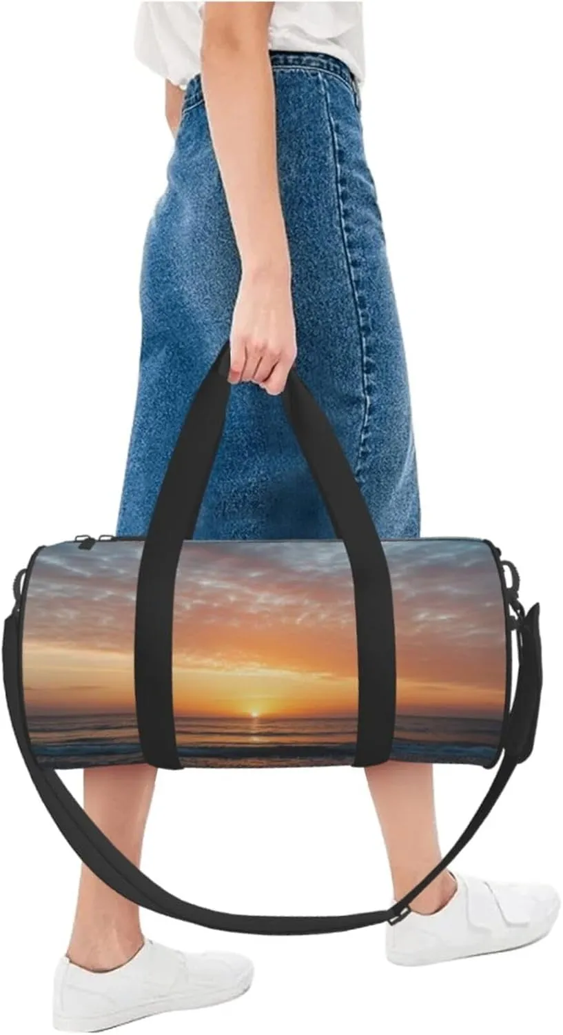 Dawn Ocean Printed Travel Bag,Round Personal Item Storage bag,Foldie Duffel Bag for Traveling Vacation,Fitness,Sports