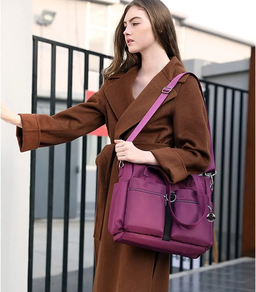 Dayfine Nylon Tote Bags for Women Waterproof Shoulder Bag Satchel Casual Handbags Lightweight Purse Multiple Pockets Bag