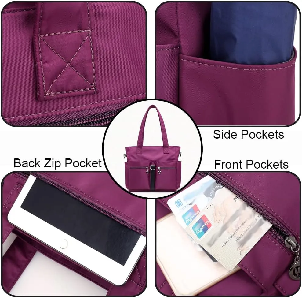 Dayfine Nylon Tote Bags for Women Waterproof Shoulder Bag Satchel Casual Handbags Lightweight Purse Multiple Pockets Bag