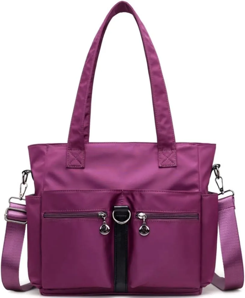 Dayfine Nylon Tote Bags for Women Waterproof Shoulder Bag Satchel Casual Handbags Lightweight Purse Multiple Pockets Bag