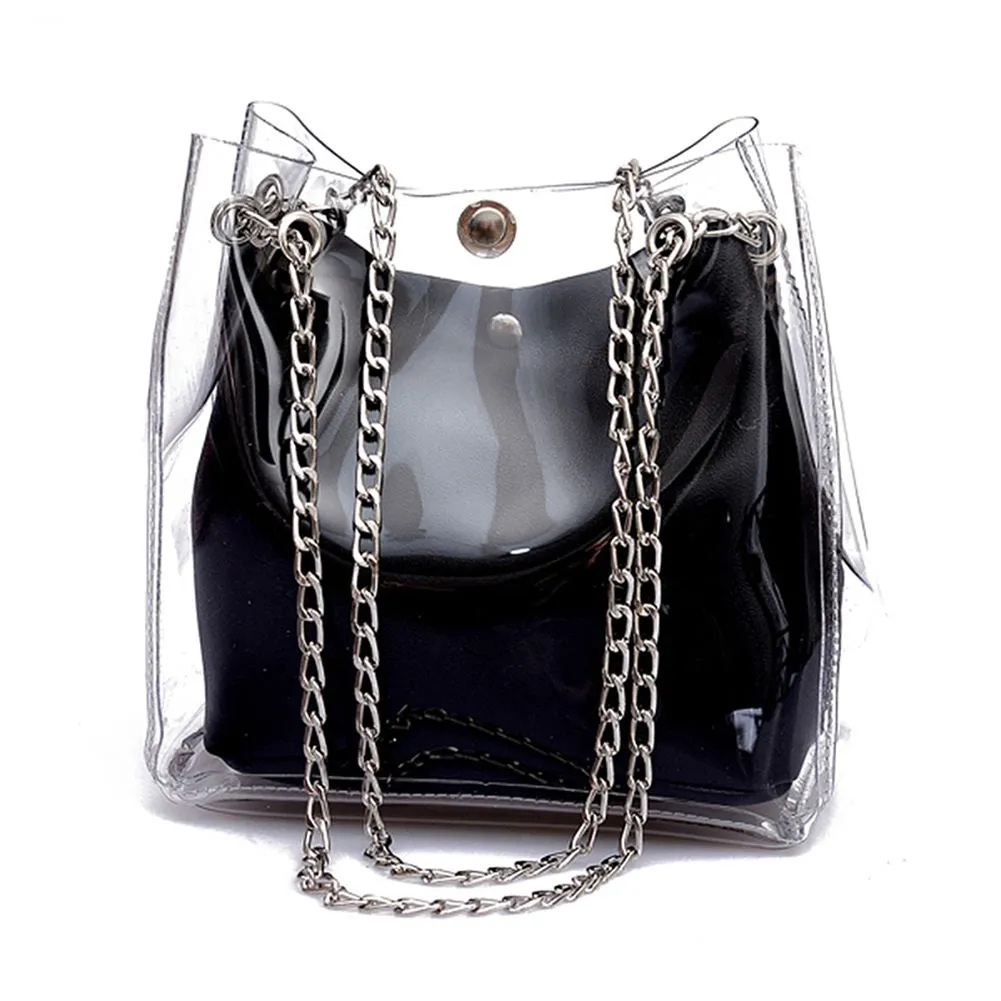 DCOS Women Small Bucket Bags Plastic Transparent