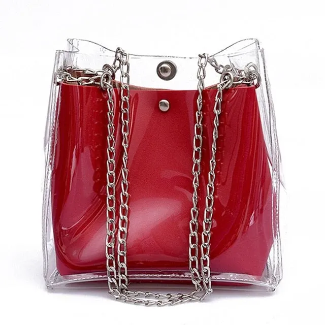 DCOS Women Small Bucket Bags Plastic Transparent