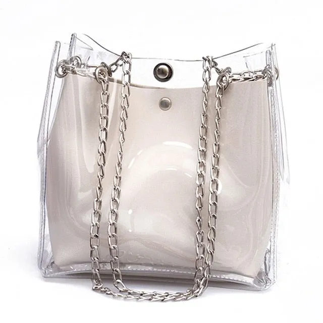 DCOS Women Small Bucket Bags Plastic Transparent