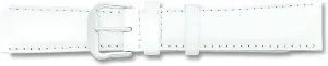 de Beer White Leather Watch Band 16mm Silver Color