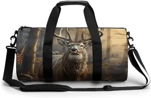 Deer Hunting Season Sport Gym Duffle Travel Bag for Women Men Overnight Weekender Bag with Shoe Compartment,Wet Pocket