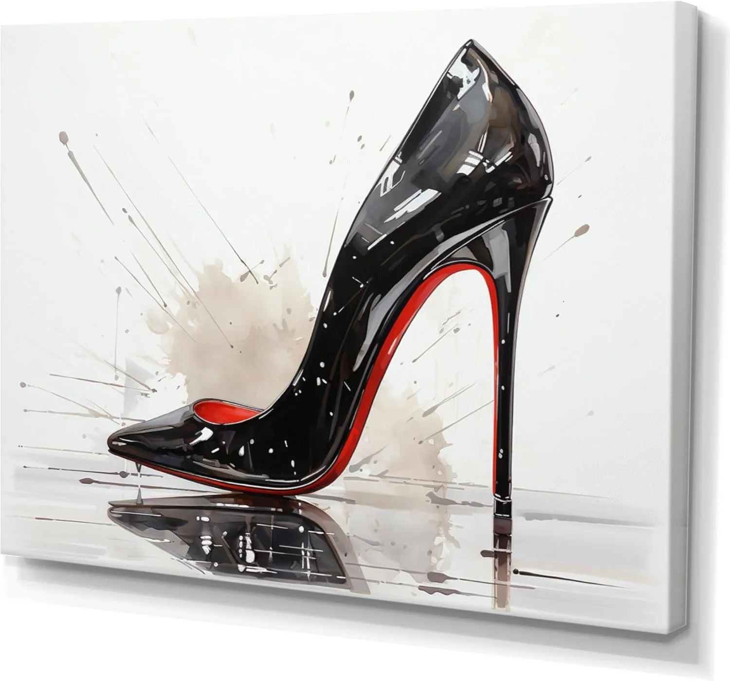 DesignQ fashion Wall art decor, Fashion Wall Art, Stylish High Heels Sleek Silhouette I, Black Glam Canvas wall art, 32x24 inches