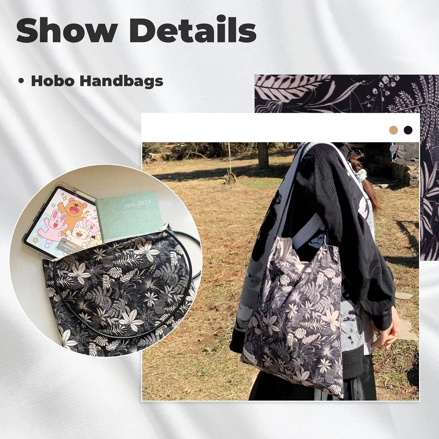DGAZ Designer Hobo Bags for Women, Luxury Tote Bag with Zipper, Large Shoulder Bags