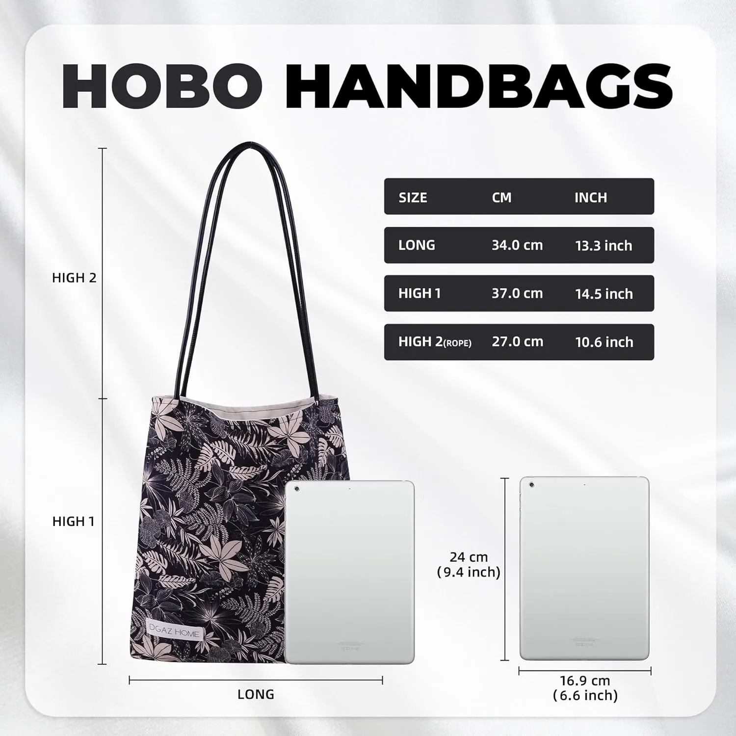DGAZ Designer Hobo Bags for Women, Luxury Tote Bag with Zipper, Large Shoulder Bags