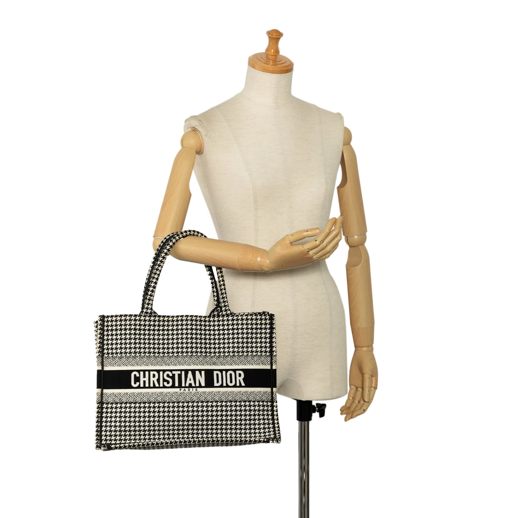 DIOR Medium Houndstooth Embroidered Book Tote Tote Bag