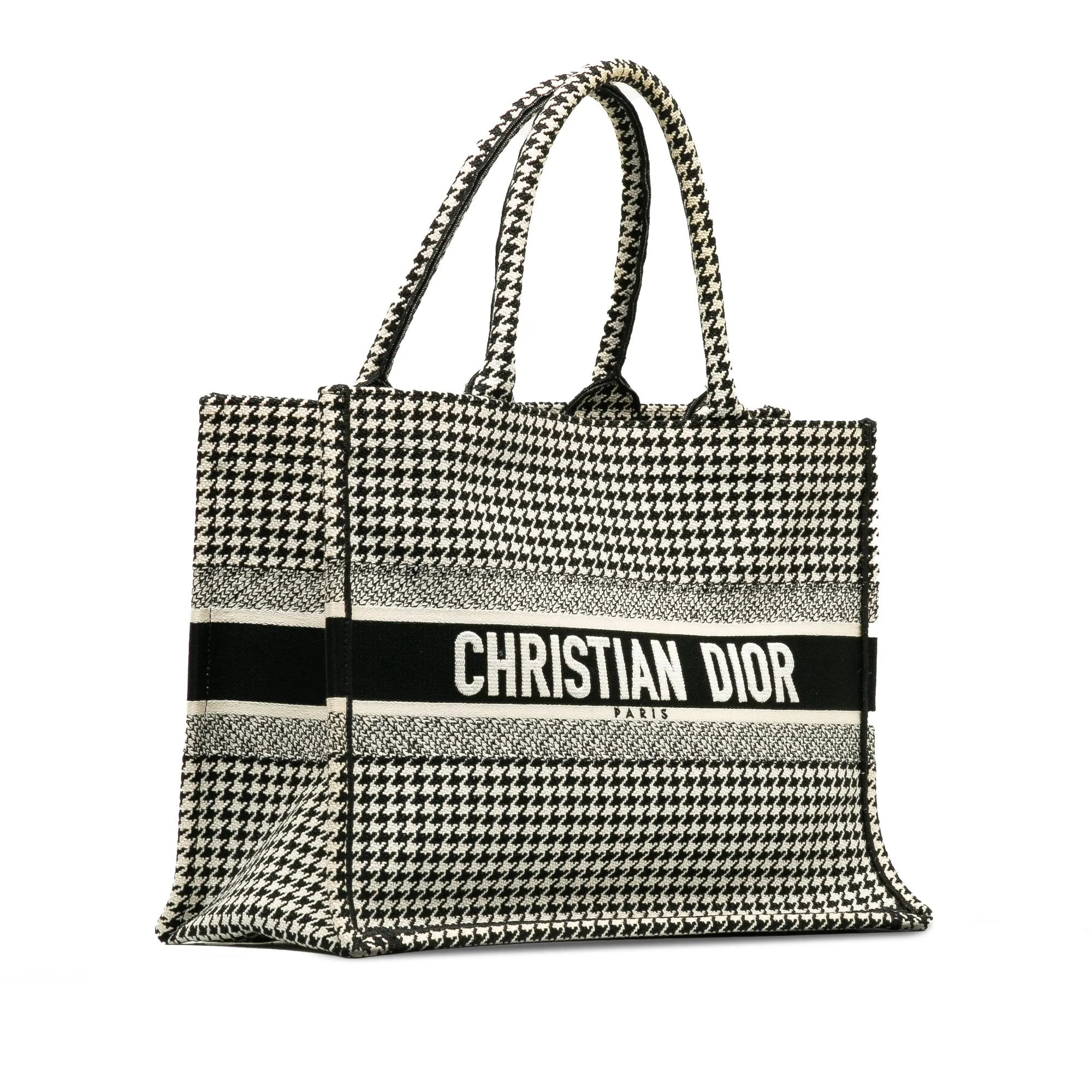DIOR Medium Houndstooth Embroidered Book Tote Tote Bag