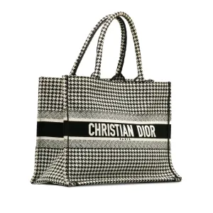 DIOR Medium Houndstooth Embroidered Book Tote Tote Bag