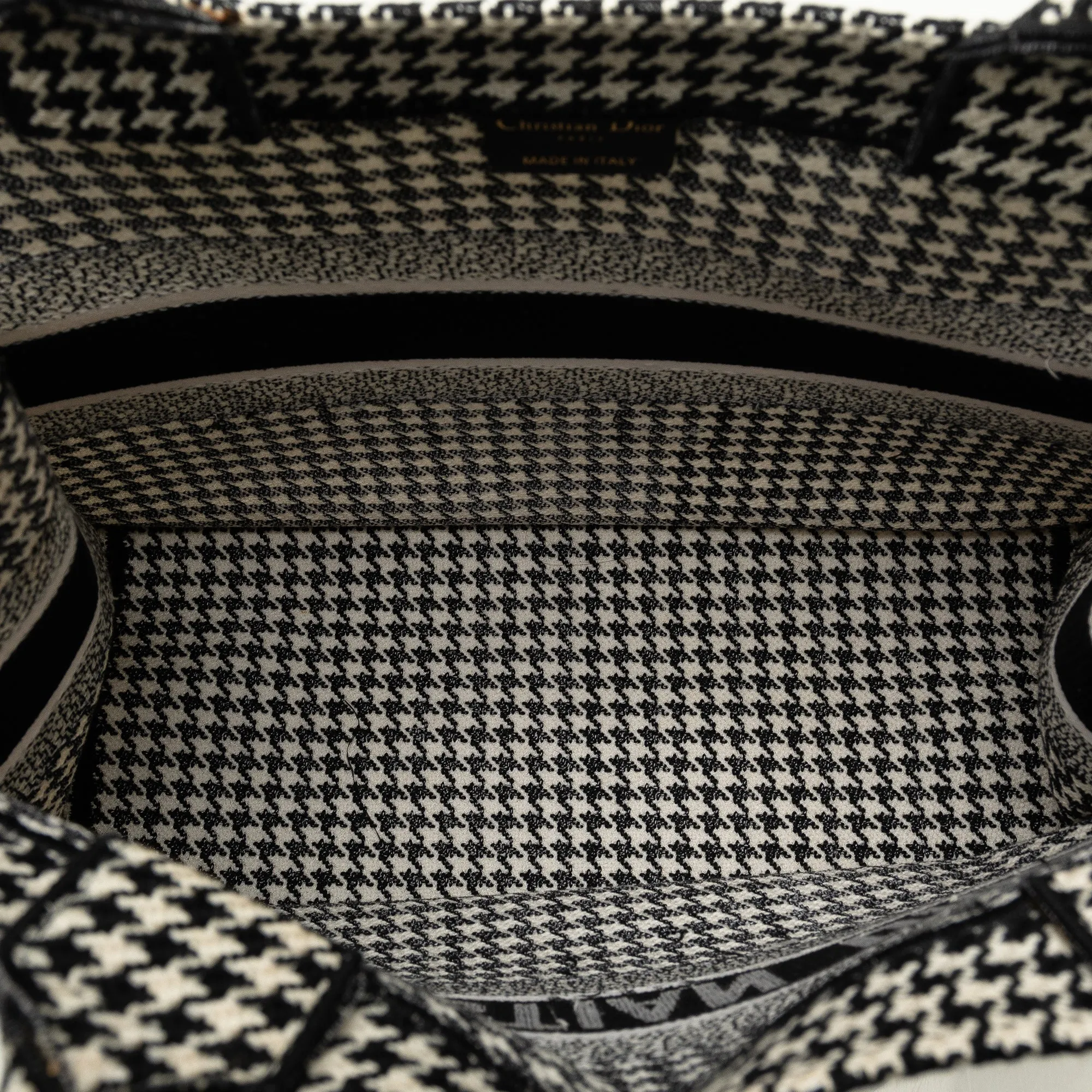 DIOR Medium Houndstooth Embroidered Book Tote Tote Bag