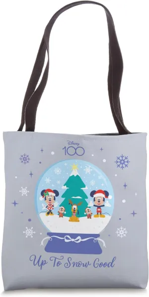 Disney 100 Mickey Minnie Chip Dale Pluto Christmas SnowGlobe Tote Bag